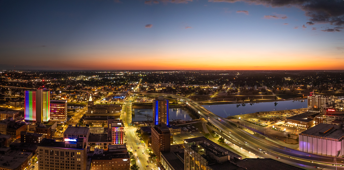 City of Cedar Rapids at night.